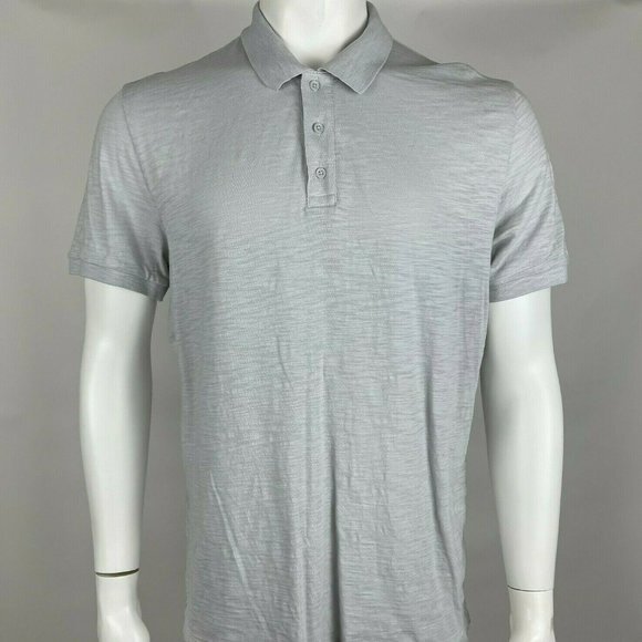 Vince Slub Jersey Polo Shirt Short Sleeve Button Closure Stretch Cotton Mens‎ L - Picture 1 of 15
